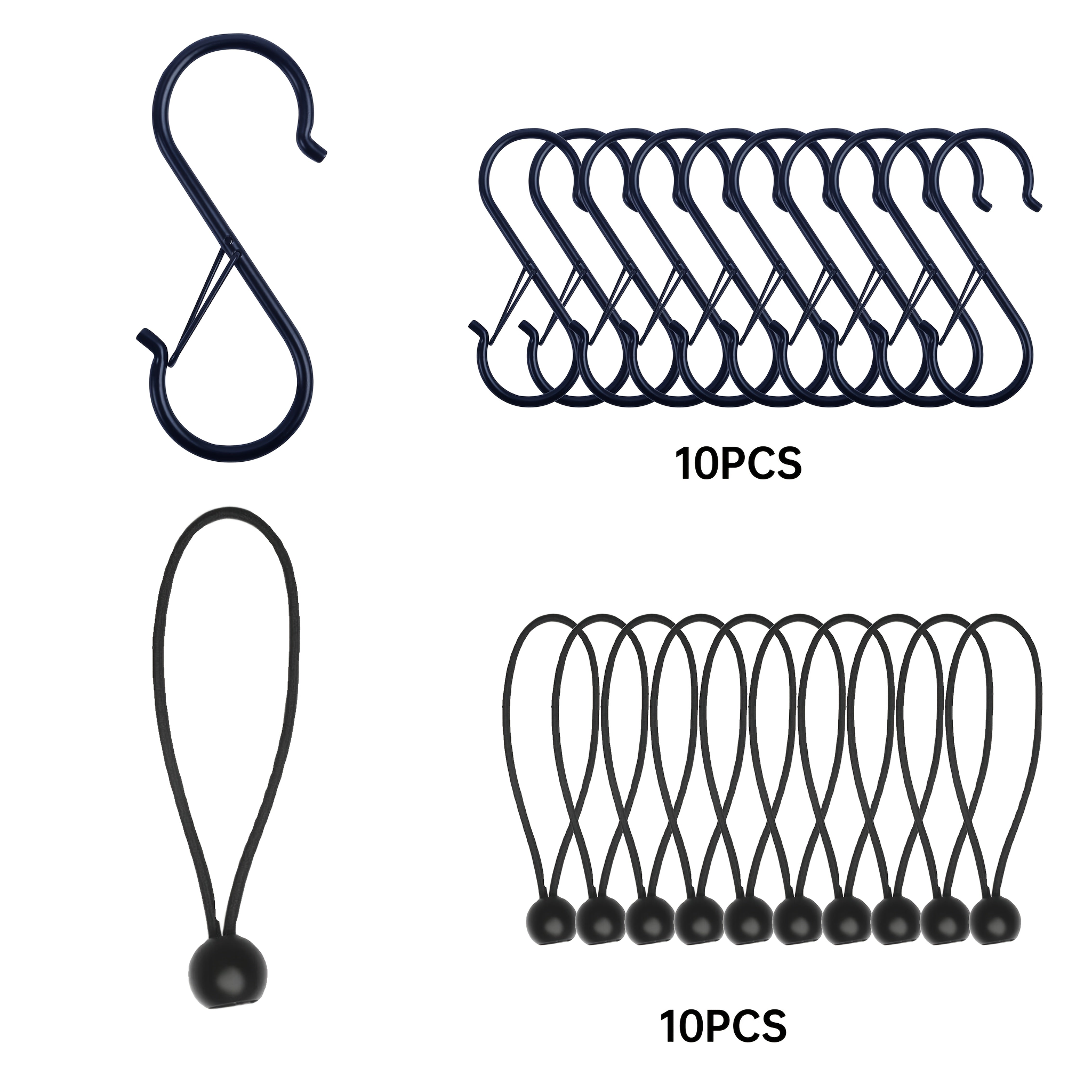 Heavy-Duty Elastic Cord Ties Black Rubber Bands for Camping Camping Gear Bikes Ladders