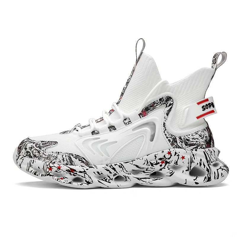 Men's Mesh Canvas High Top Sneakers for Outdoor Sports Casual Style