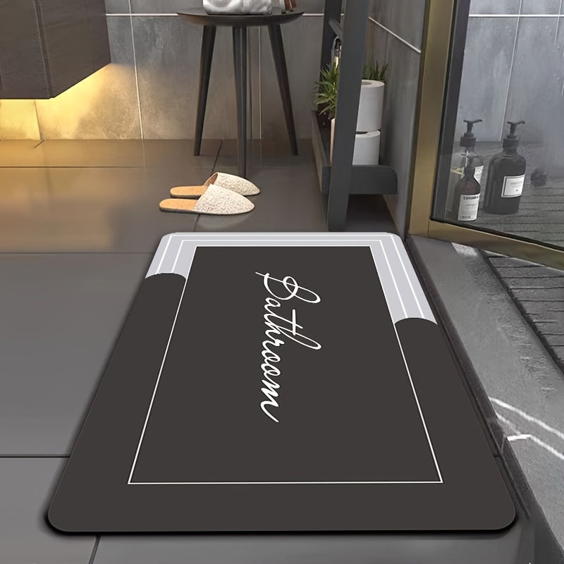 Bath Mat with Geometric Pattern, Anti-Slip, Quick-Dry, Washable, Dirt-Resistant