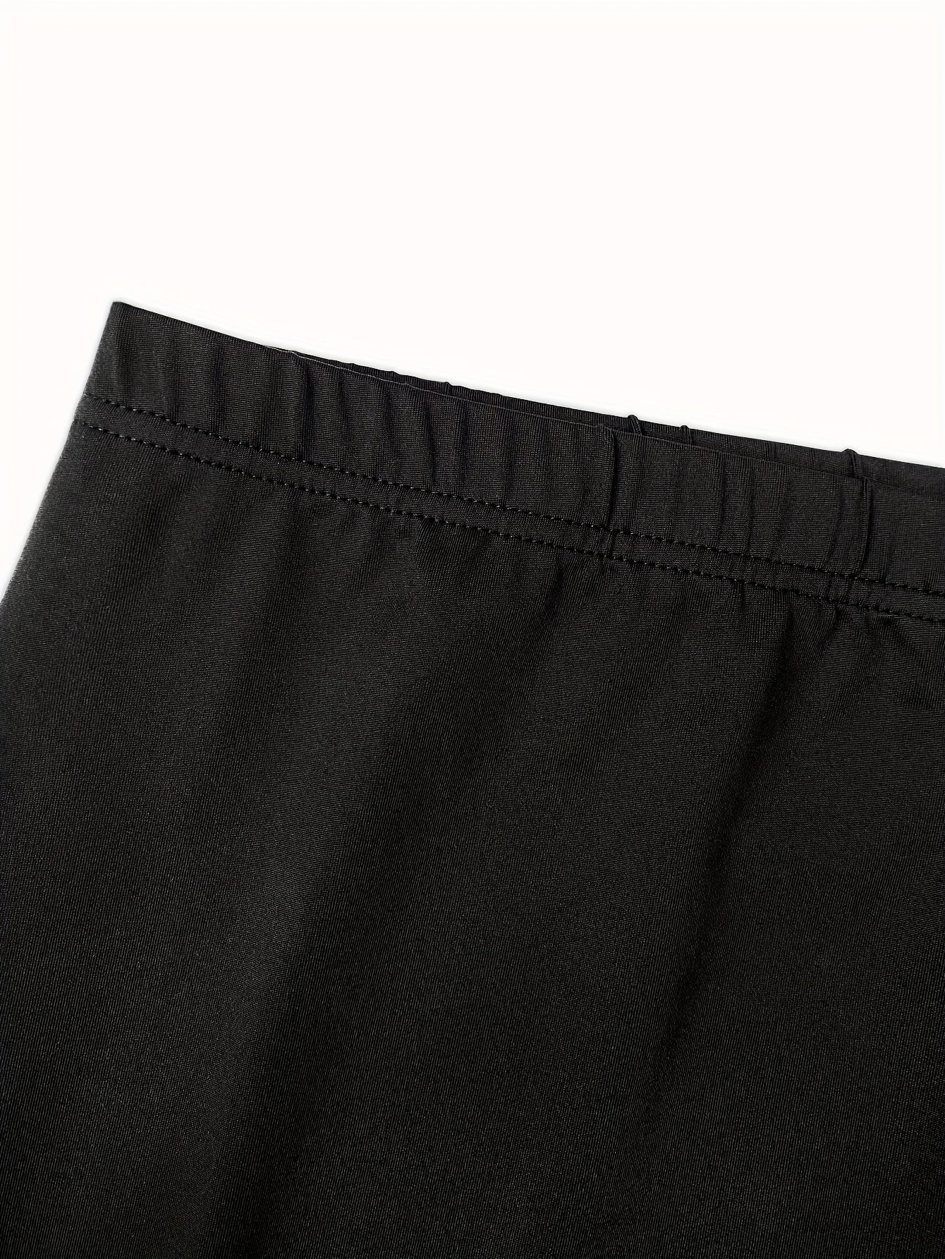 Plus Size Women's High Waist Stretchy Capri Pants with Side Slit Black