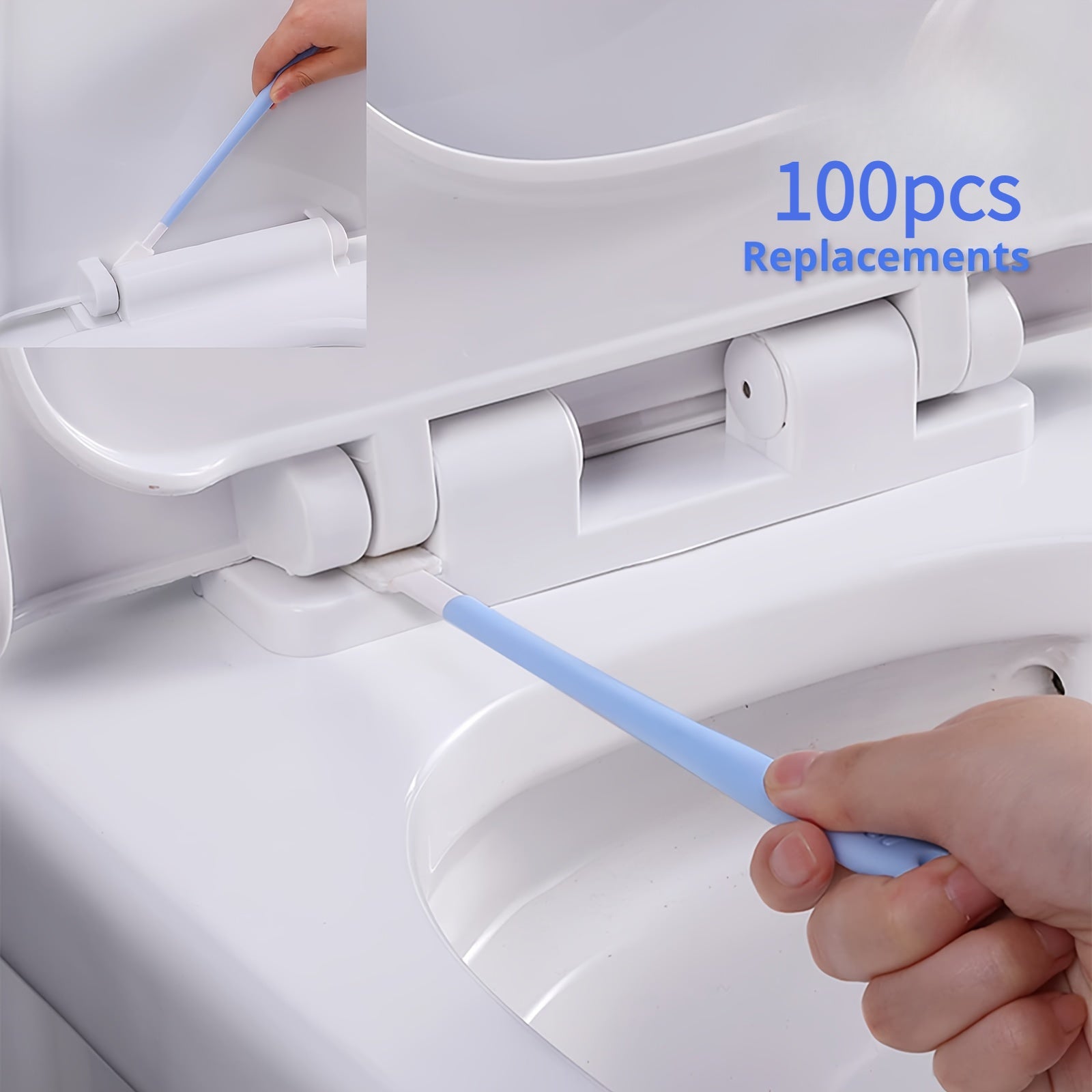 Disposable Toilet Brush Set with Long Handle and 50 Replacement Heads for Household Cleaning