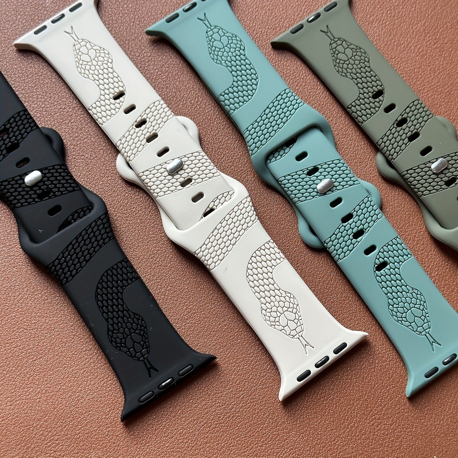 Engraved Snake Silicone Watch Band for Apple Watch All Series Durable Comfortable Strap