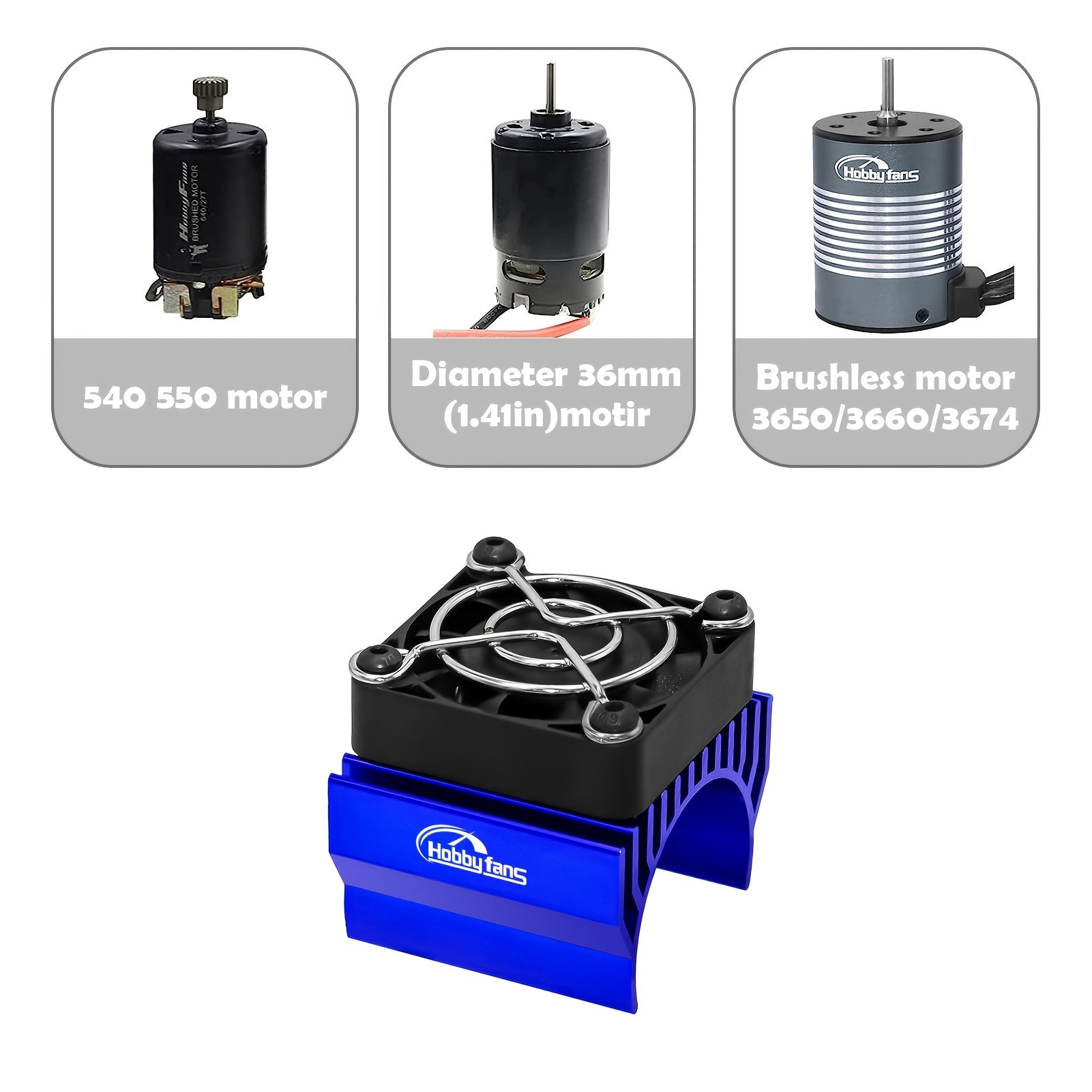 40mm RC Cooling Fan with Heatsink for RC Car Motors Blue