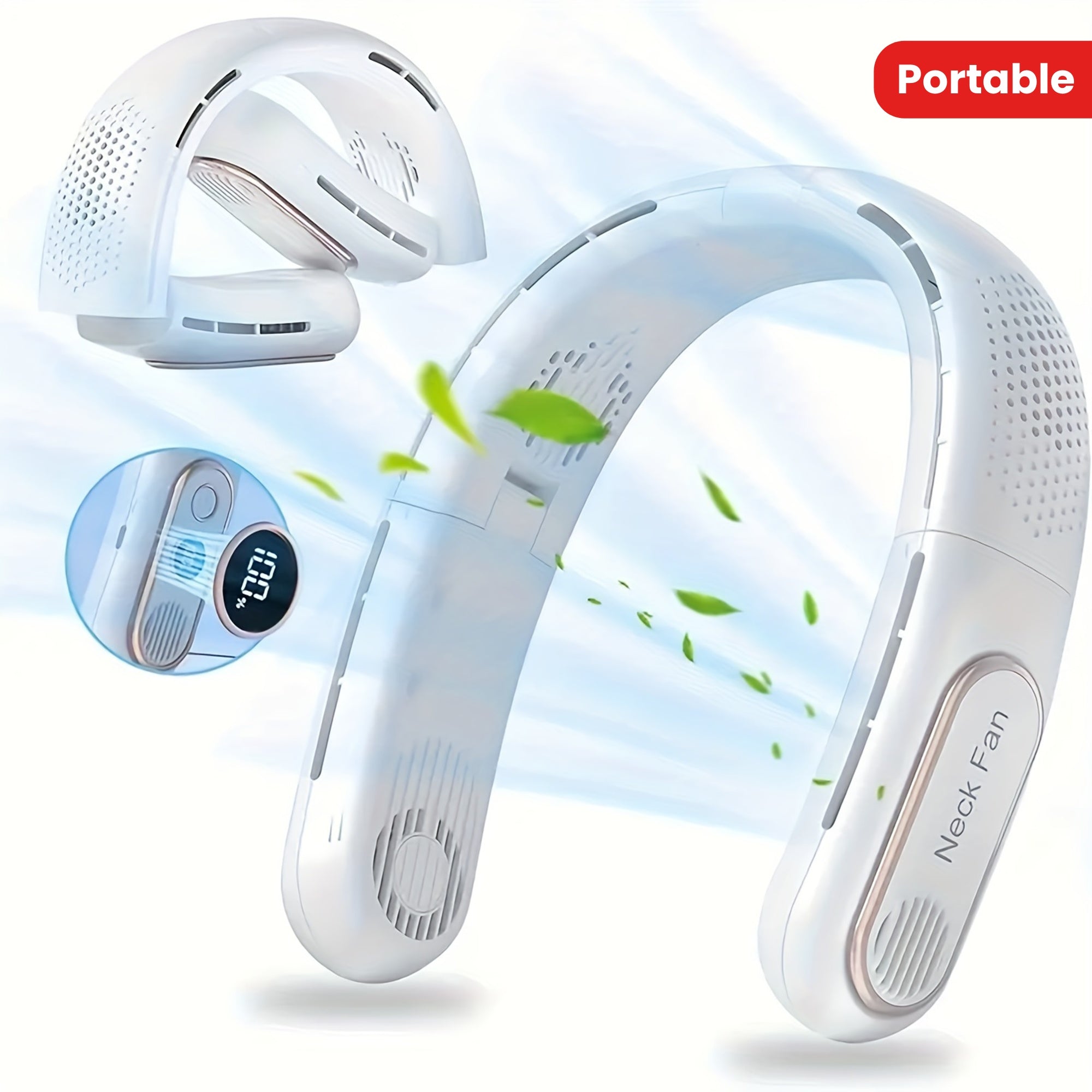 Portable Hanging Neck Fan with USB Charging Silent Cooling for Outdoor Use