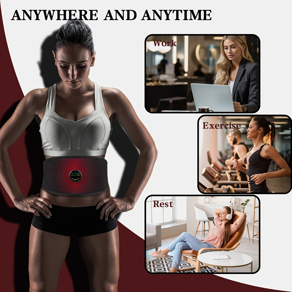 EMS TENS Massager with Rechargeable USB Belt, 6 Modes, 18 Intensities for Whole Body Muscle Training