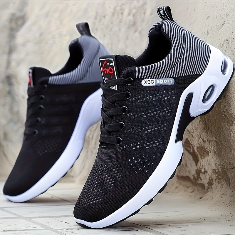 Men's Breathable Running Shoes Lightweight Knit Shock Absorption Anti-Slip Low-Top Sneakers