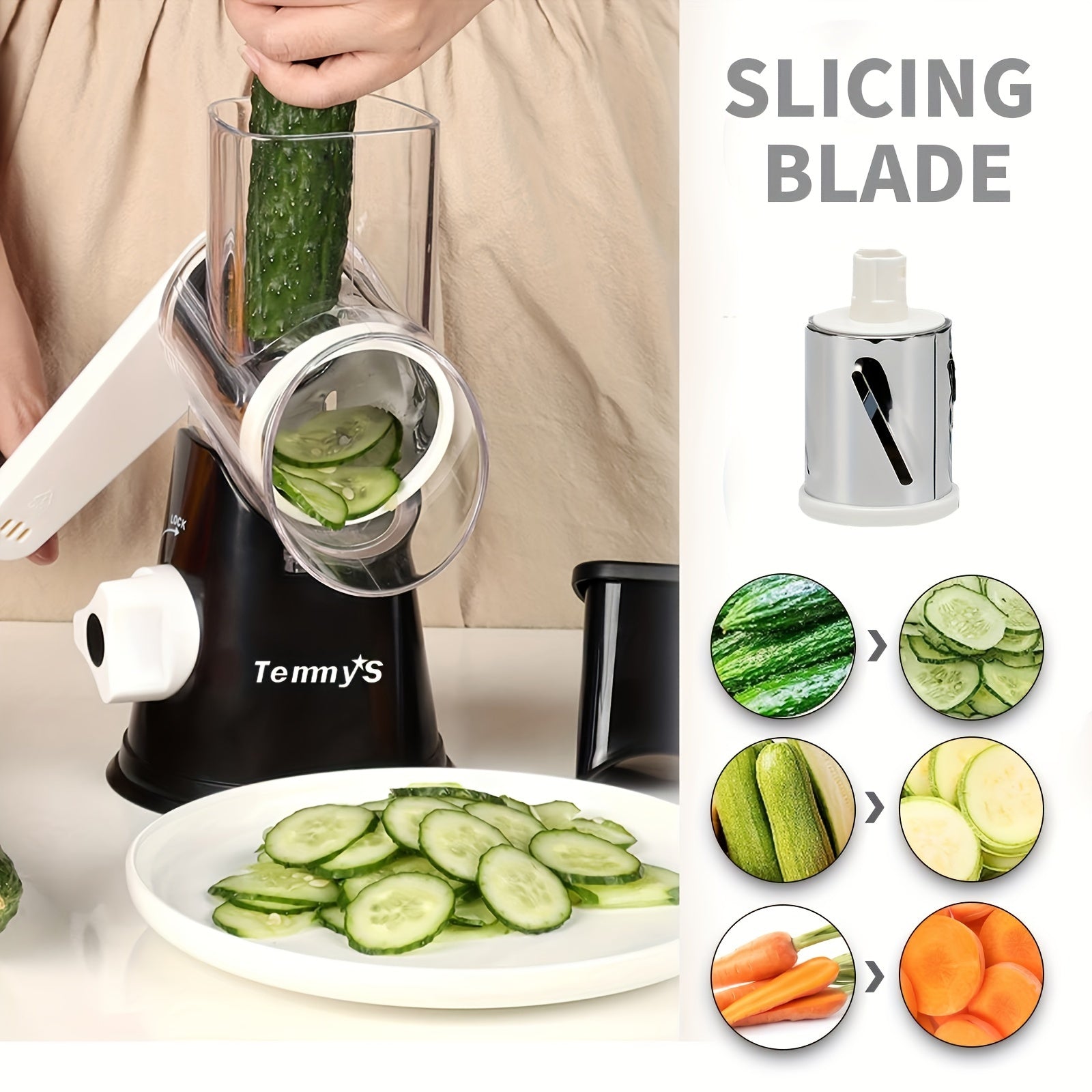 Kitchen Mandoline Slicer with 3 Interchangeable Blades for Vegetables and Cheese