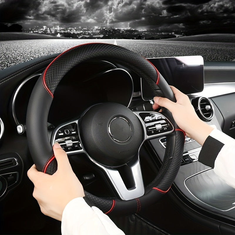 PVC Steering Wheel Cover Black and Red Fit Most Vehicles