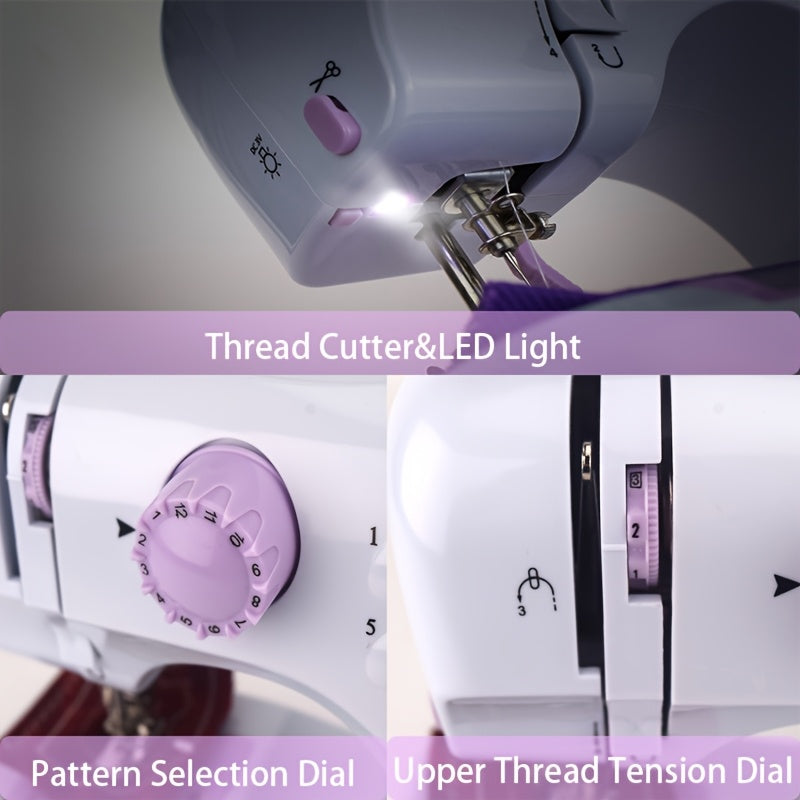 Mini Portable Electric Sewing Machine with 12 Built-in Modes for Beginners