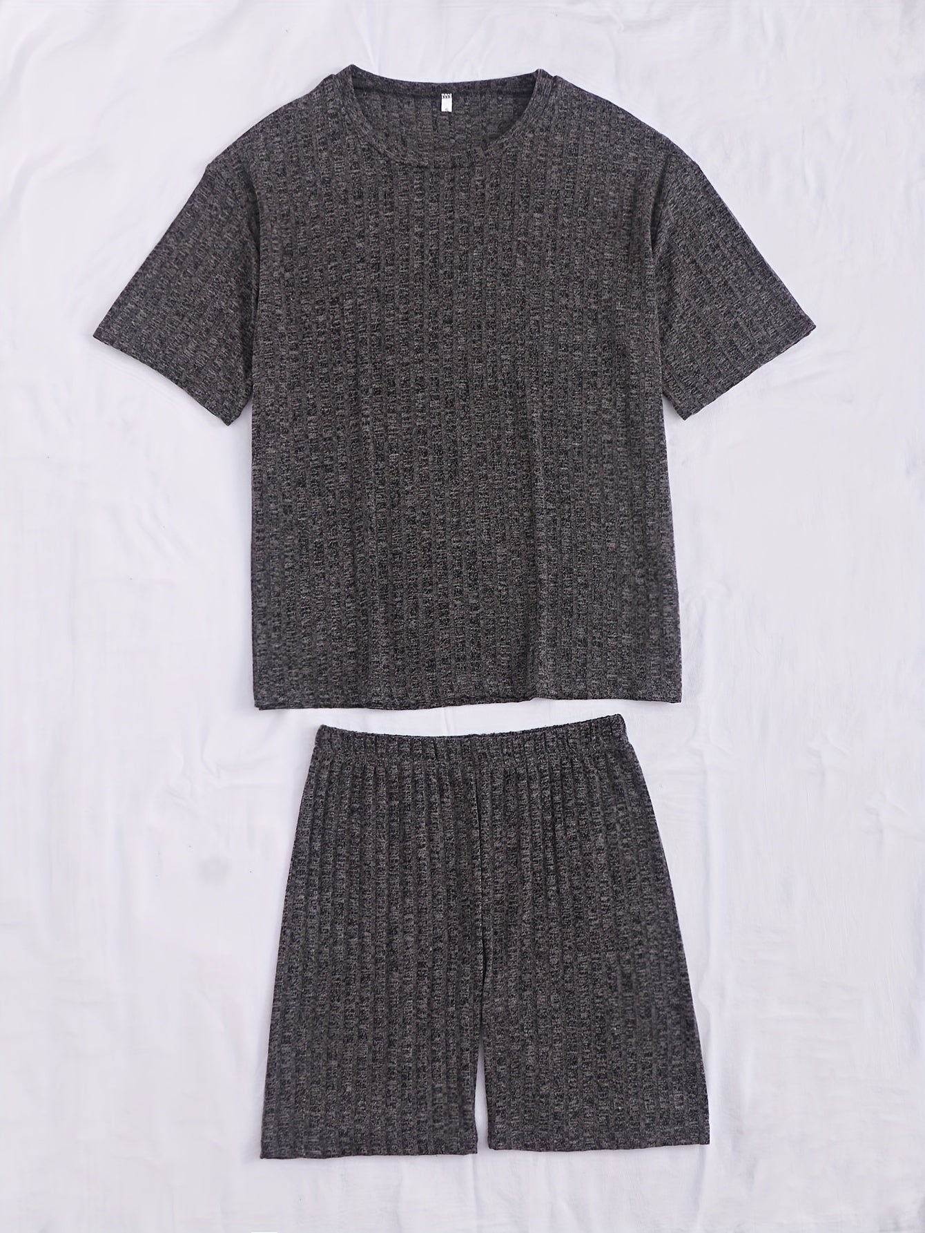 Women's Casual Rib-Knit Viscose Pajama Set with Crew Neck Half Sleeve Top and Shorts
