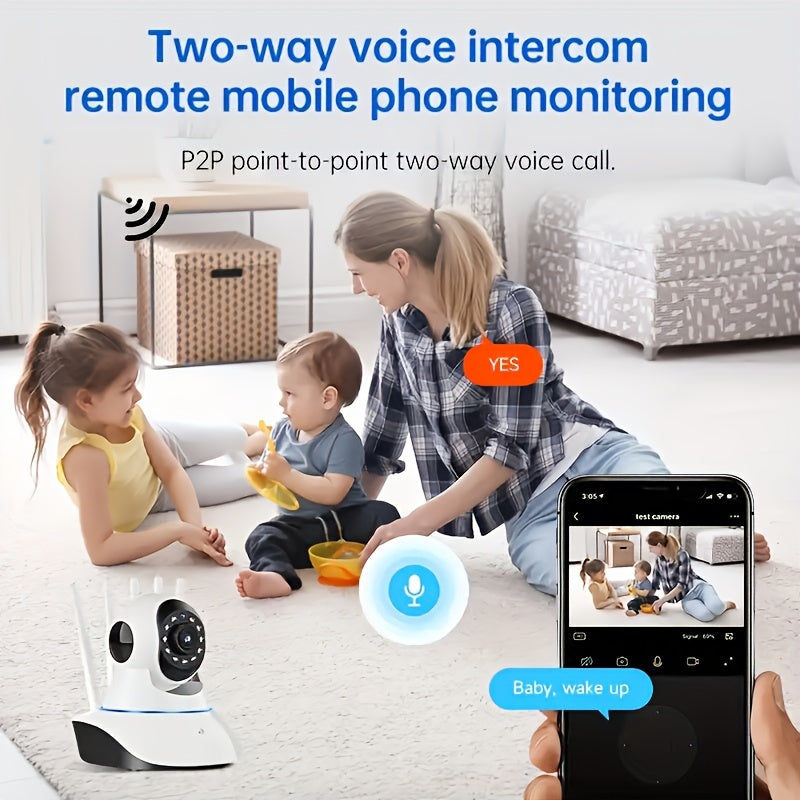1080P HD Wireless Home Security Camera with Wide-Angle Lens Night Vision Two-Way Audio and Auto Tracking