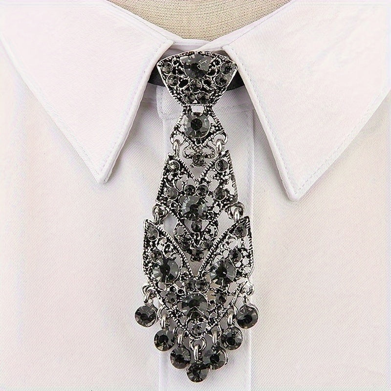 Unisex Rhinestone Embellished Tie for Formal Events Wedding Accessories
