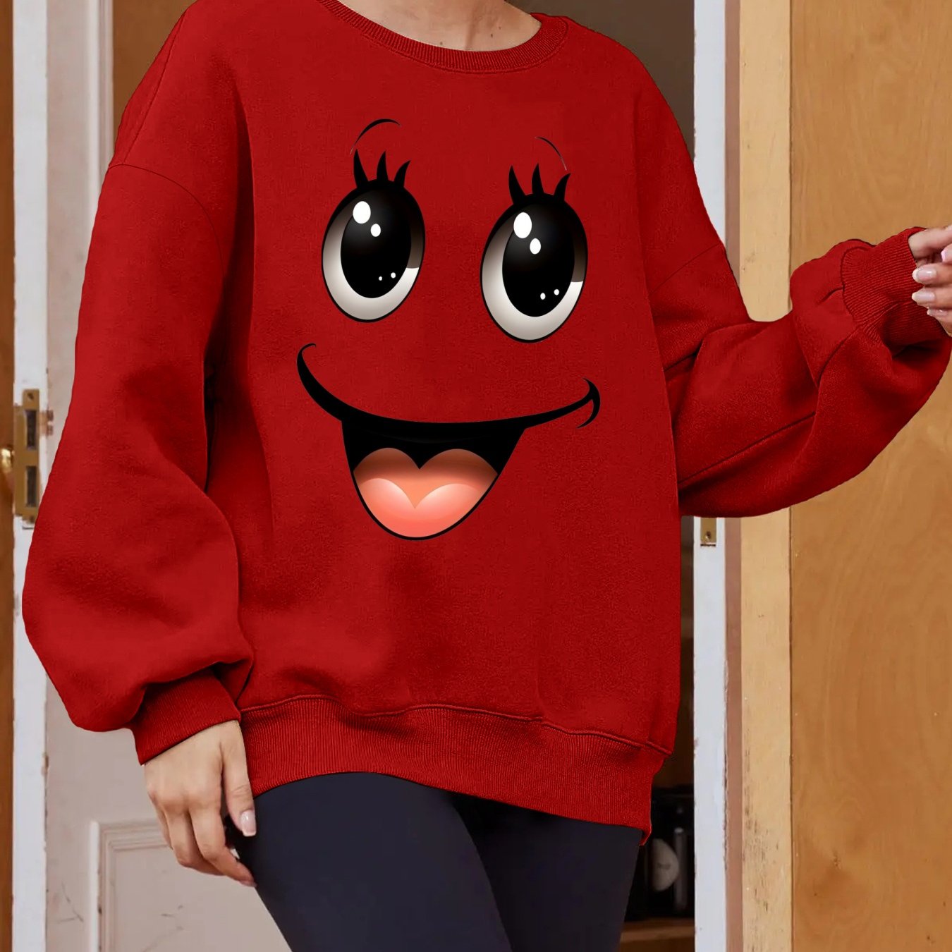 Plus Size Women's Long Sleeve Sweatshirt Geometric Pattern Breathable Casual Pullover