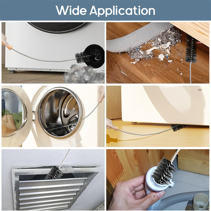 3-ta bo'lakli moslashuvchan quritgich vent cho'tkasi to'plami, yog'och tutqichlar bilan, chang va spiralni tozalash uchun