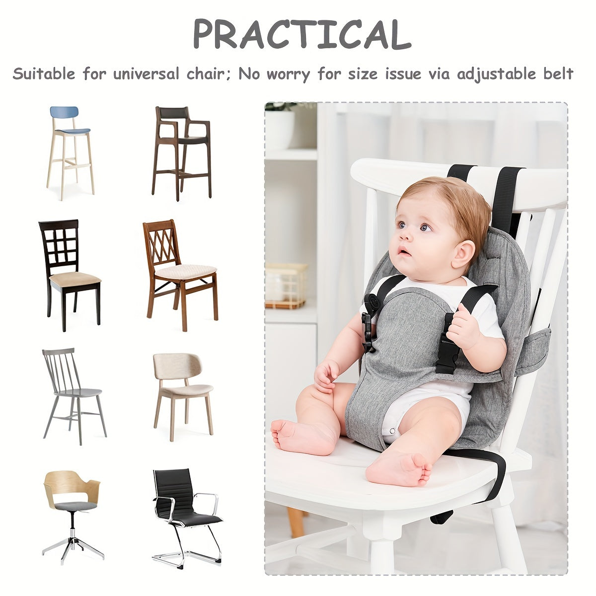 Child Safety Harness for Portable High Chair Adjustable Straps Phthalate-Free Seat