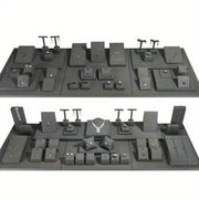 Набор дисплеев для украшений серого цвета с кулоном, серьгами, кольцом, подставкой и подносом