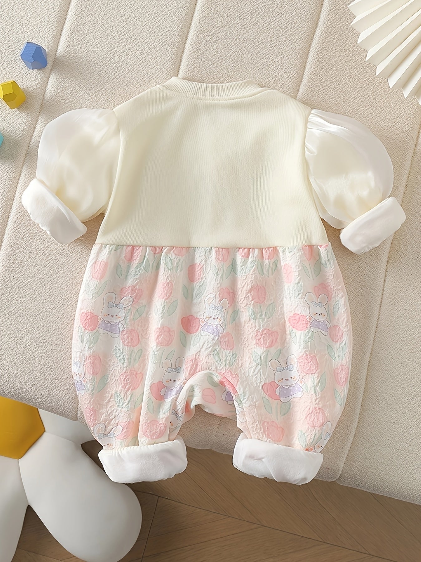 Baby Girl Dress Spring Fall Pearlescent Gauze Tulip Sleeve Cartoon Pattern