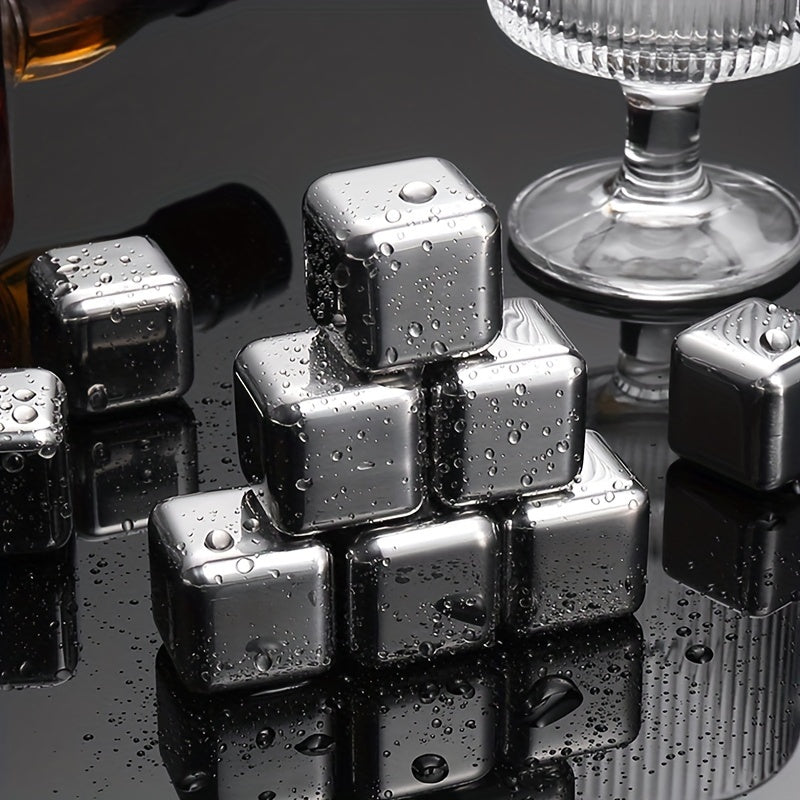 Set of 8 Stainless Steel Whiskey Stones Reusable Ice Cubes for Drinks No Melting