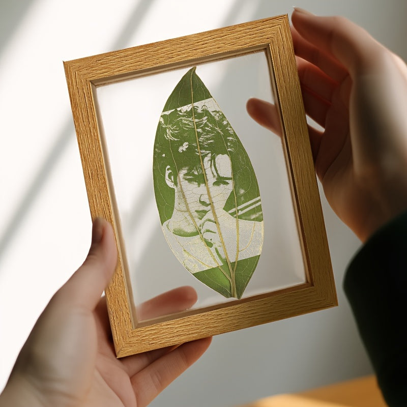 Индивидуальная рамка для одного портрета листа - персонализированный подарок-арт для пар, дня рождения, юбилея, свадьбы, Дня святого Валентина - деревянная рамка для взрослых от 14 лет и старше - уникальный и высококачественный художественный сувенир
