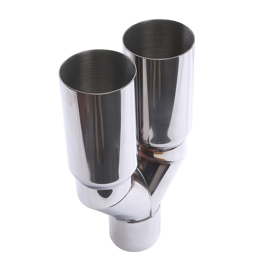 Universal Stainless Steel Y-Shaped Dual Tailpipe 63-76mm Exhaust Outlet