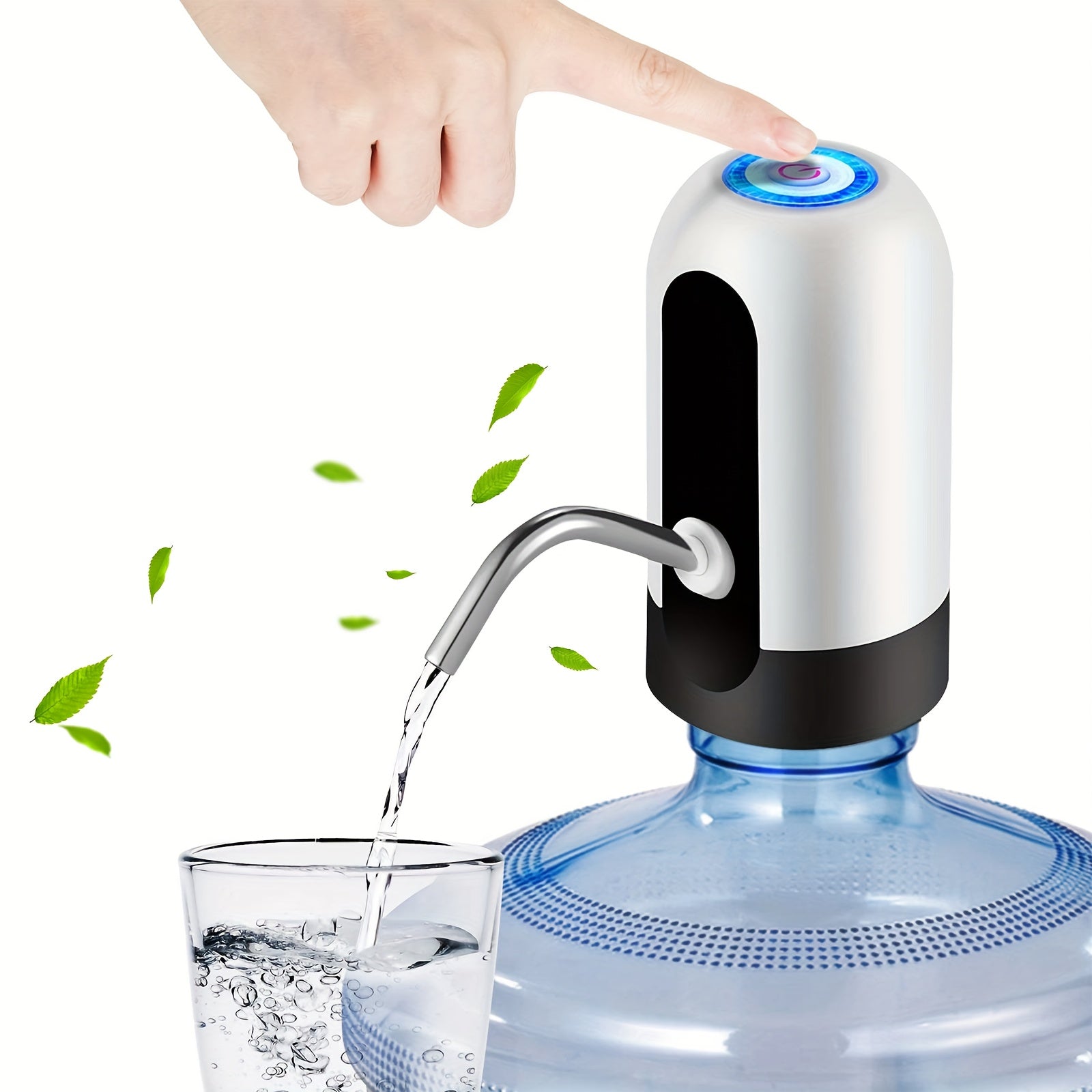 Rechargeable Electric Water Bottle Pump with Stainless Steel Spout and Silicone Hose