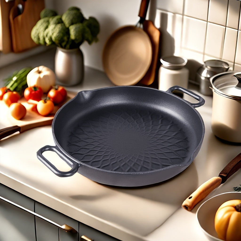 Enamel Cast Iron Skillet 32cm Non-Stick Pan for Eggs Steak Kitchen Use