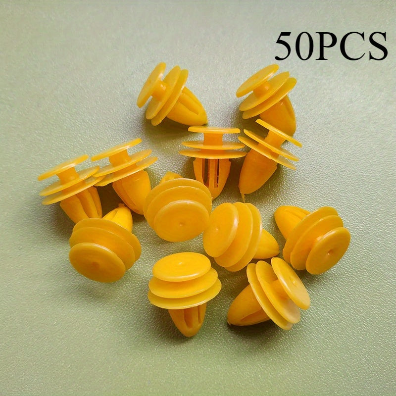 50 Pcs Yellow Plastic Rivet Clips Auto Door Trim Fasteners 9mm