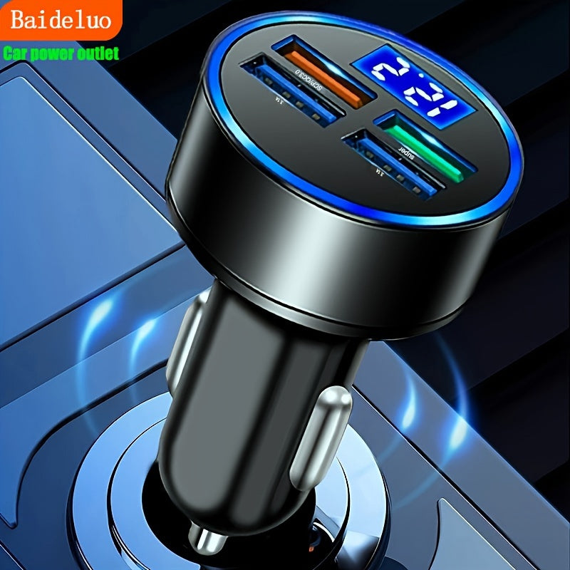 Universal Car USB Charger Adapter 4-Port Digital Display Fast Charging
