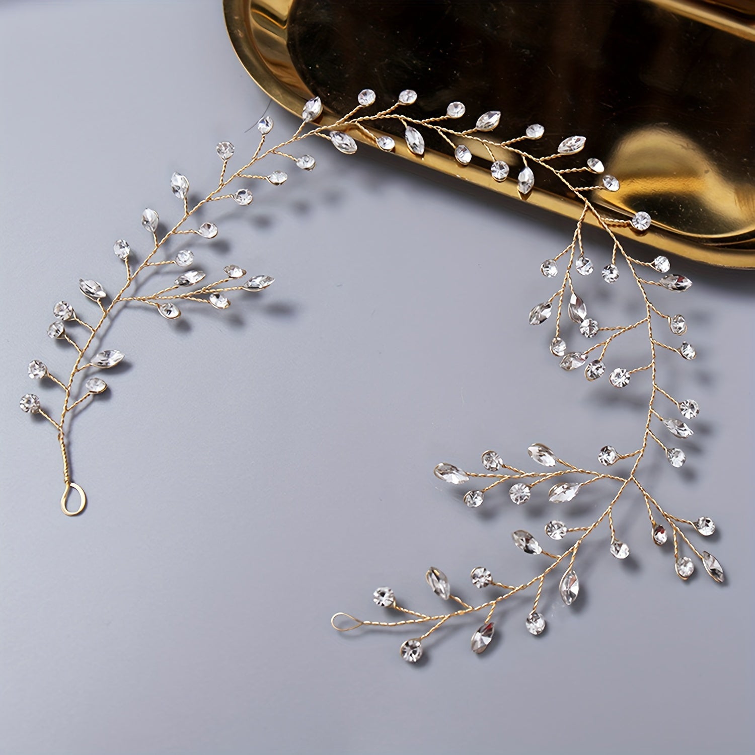 Bridal Hair Vine Rhinestone Beads Leaf Shaped Wedding Hair Accessory