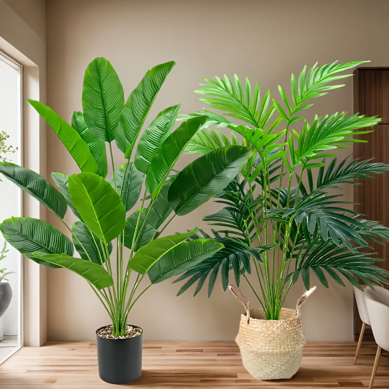 Juego de 2 plantas de palma artificial para decoración de hogar y oficina primavera verano plástico