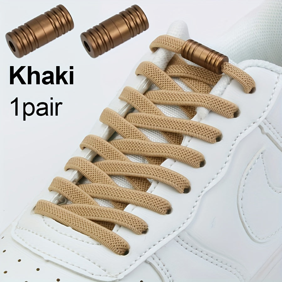 Unisex Nylon No-Tie Shoelaces with Adjustable Metal Buckles 1 Pair