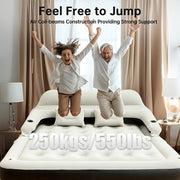 Надувной воздушный матрас с насосом, дизайн с глубоким наполнением, включает спинку и подушки