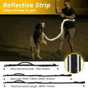 6-in-1 Hands-Free Dog Leash for Medium to Large Dogs 3.05m Striped Polyester Shock Absorbing Bungee