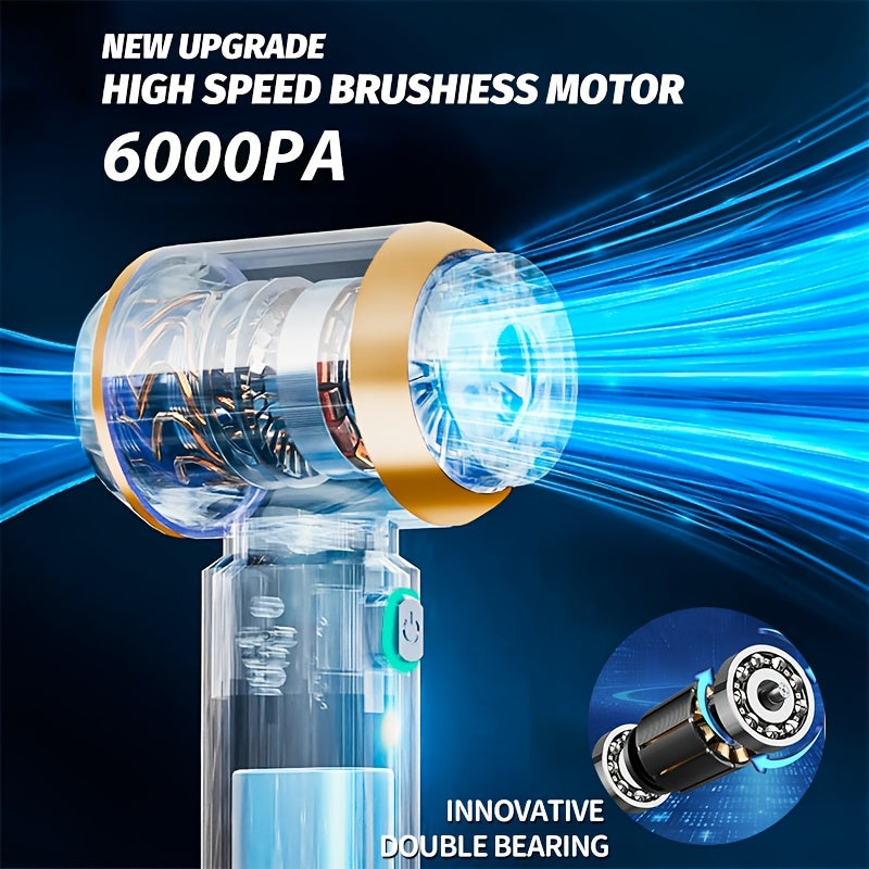 Беспроводной набор автомобильных пылесосов с мощностью всасывания 6000PA и 7 аксессуарами