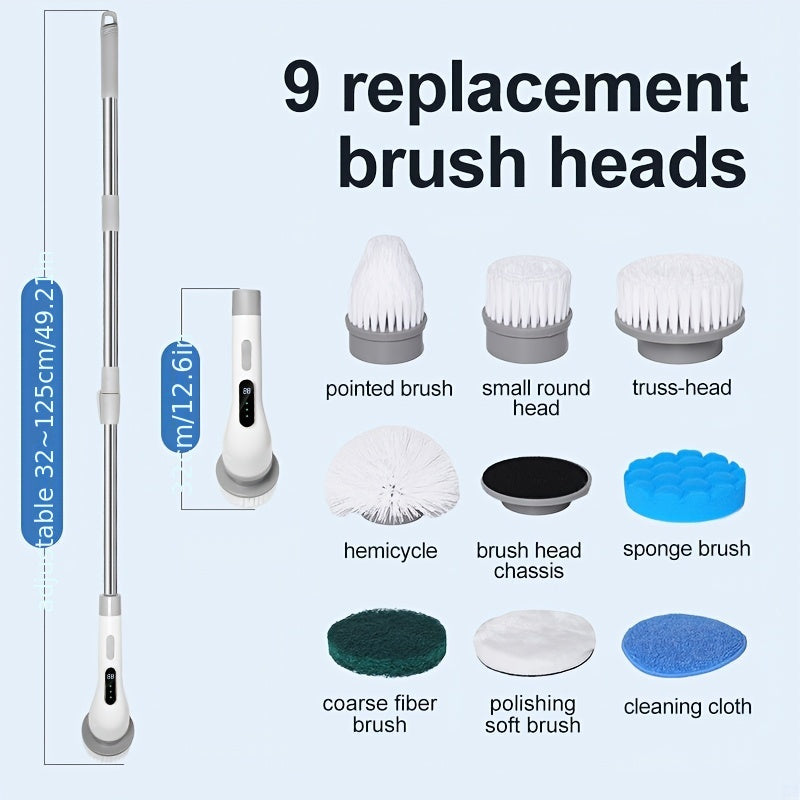 9-in-1 Multi-Functional Cleaning Brush with Adjustable Speed and Rechargeable Battery