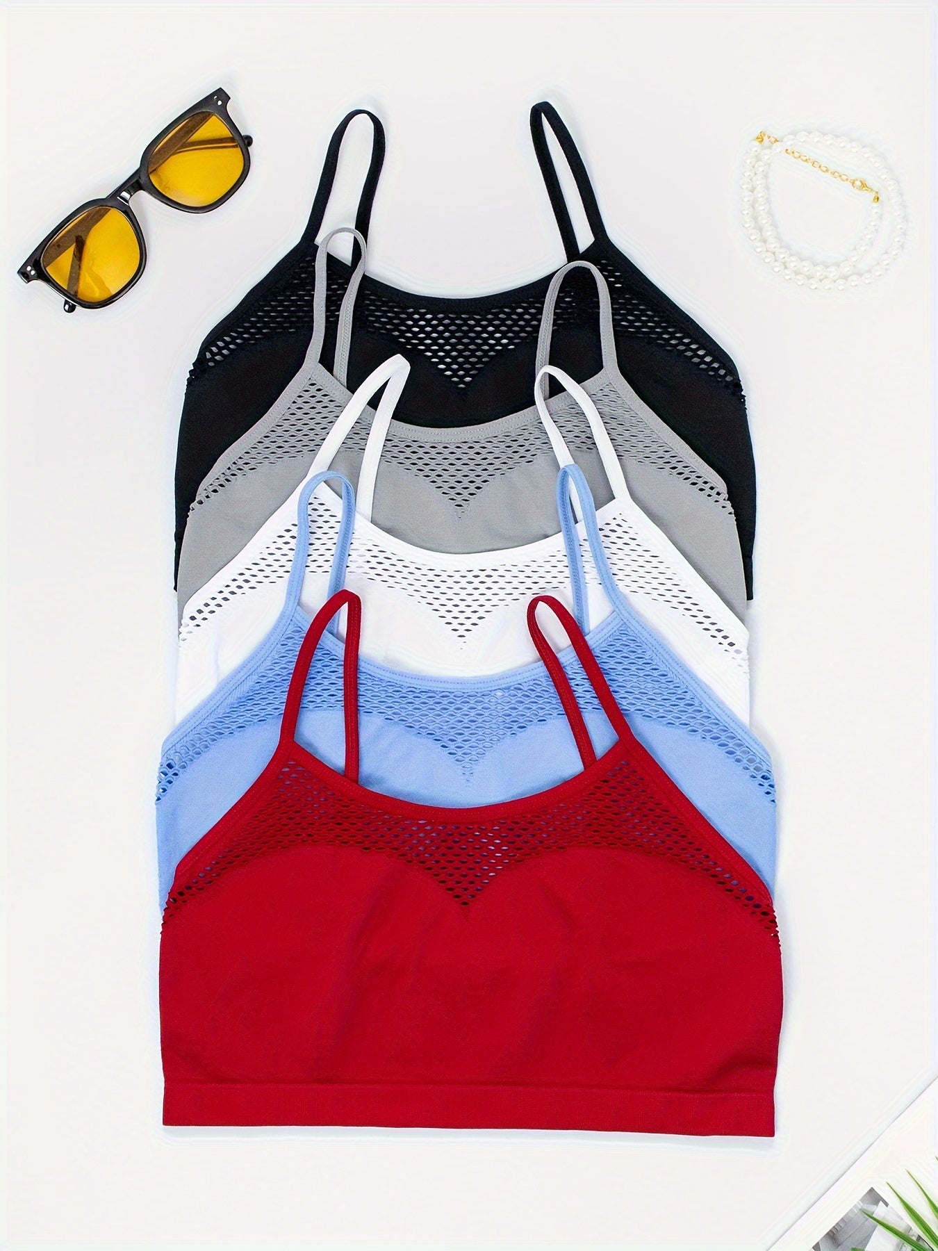 5-dona Rangli Moda Ichki Kiym, Bo'sh Tikuvli, Zamonaviy Teshik Ventilyatsiya Ko'ylagi va Ayollar Ichki Kiymi