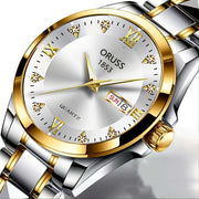 Men's Waterproof Luminous Quartz Watch with Round Dial and Date Function