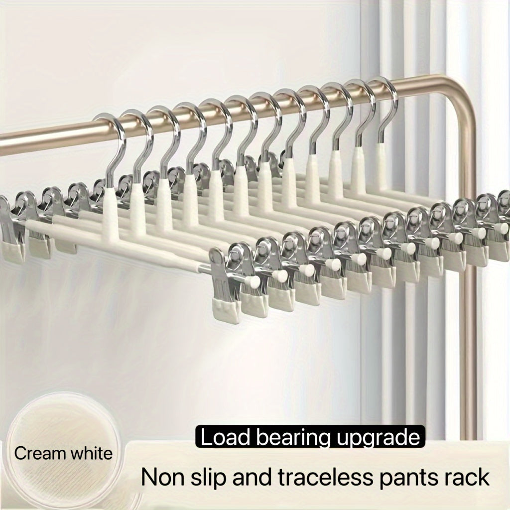 10 Premium Stainless Steel Pants Hangers with Adjustable Clips Heavy Duty No Slip