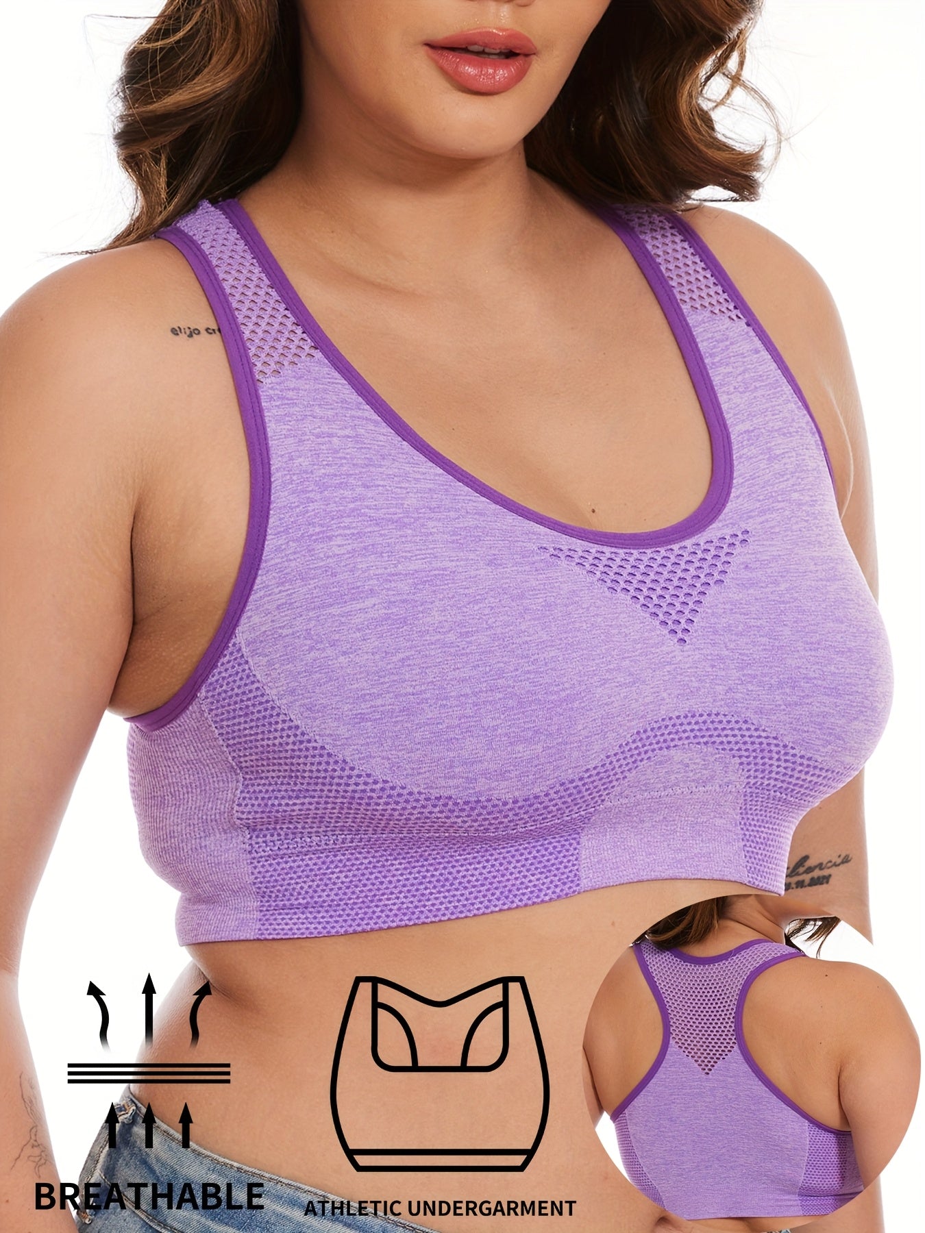 Women Breathable Seamless Sports Bras Plus Size Wireless Yoga Underwear Set