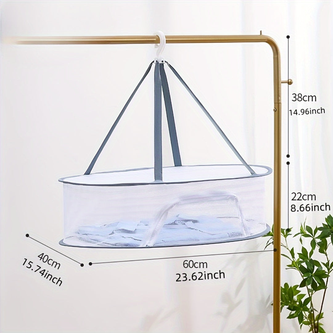 Zipperli Qaytiriladigan Tashqi Quritish Rack - O'simliklar, Mevalar, Sabzavotlar, Baliq va Kiyimlar uchun - 1-3 Qavatli Osish uchun Ko'p Maqsadli Tarmoq Qurituvchi