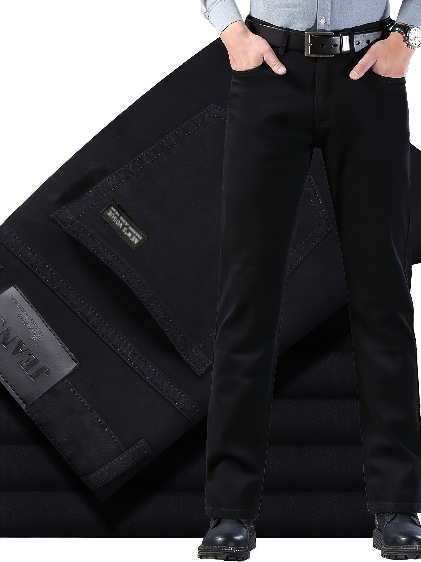 Men's Slim Fit Stretch Denim Jeans Black All-Season Casual Business