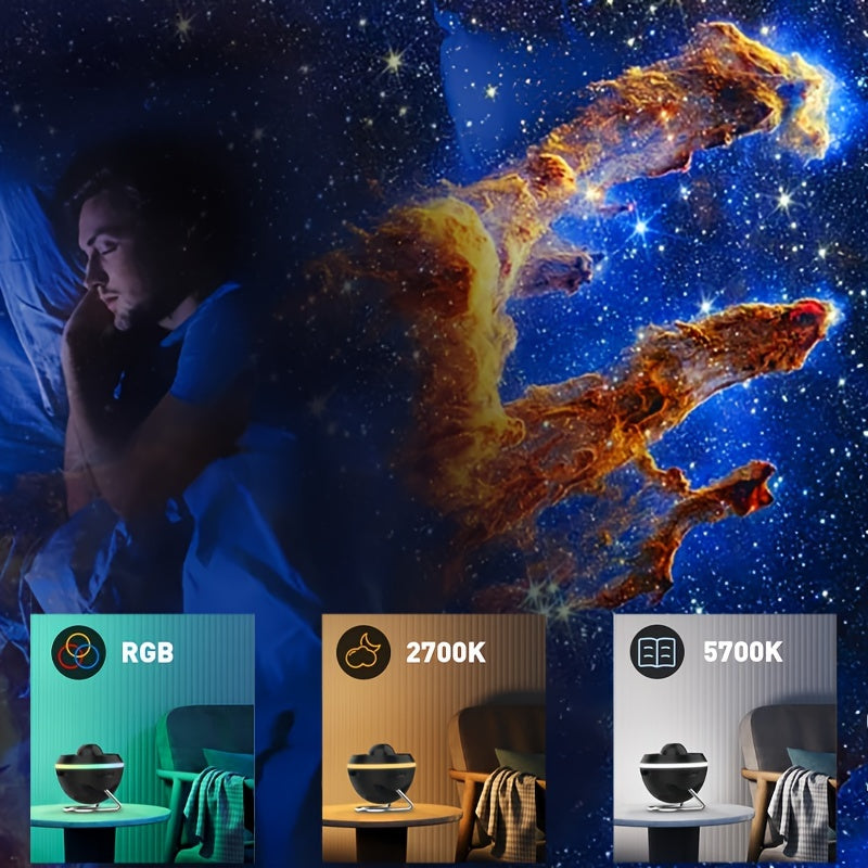 4K 13-in-1 Space Projector with Rotating Ball RGB Ambient Light for Bedroom Home Theater