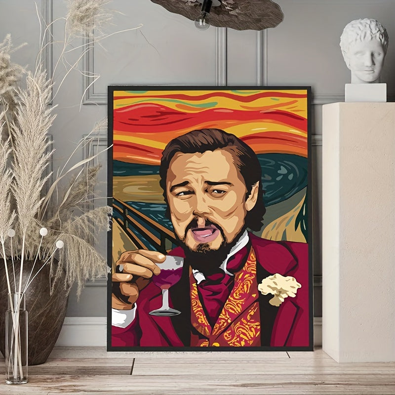 Canvas Wall Art Featuring Modern Scream Inspired Portrait of Leonardo DiCaprio