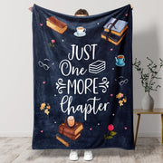 Flannel Throw Blanket for Book Lovers Cozy Printed with Just One More Chapter Machine Washable