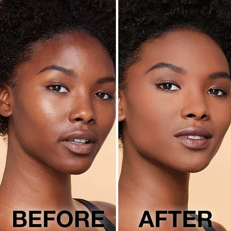 Polvo suelto para rostro, control de grasa, polvo matificante con brocha para un acabado sin brillo y de larga duración