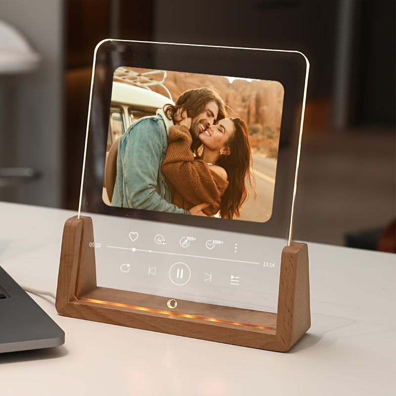 Красная прозрачная акриловая фоторамка с подсвеченным сердцем - стильный, настраиваемый дизайн для персонализированных подарков на день рождения и День святого Валентина