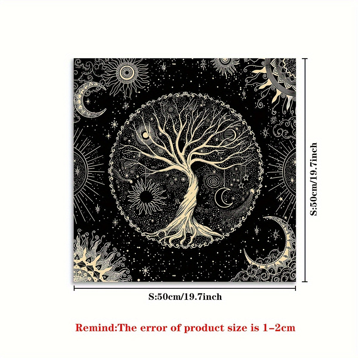 Tarot Tablecloth with Life Tree and Moon Phase Designs for Readings and Decor