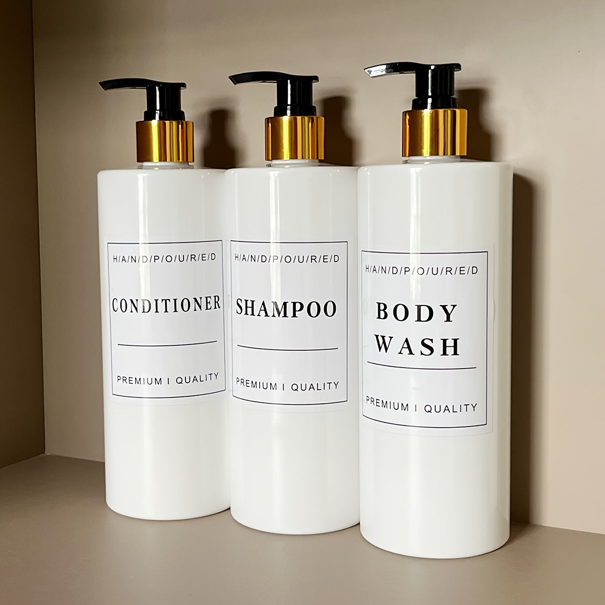 500ml Bathroom Shampoo Dispenser Set with Conditioner Body Wash and Soap Liquid Bottles