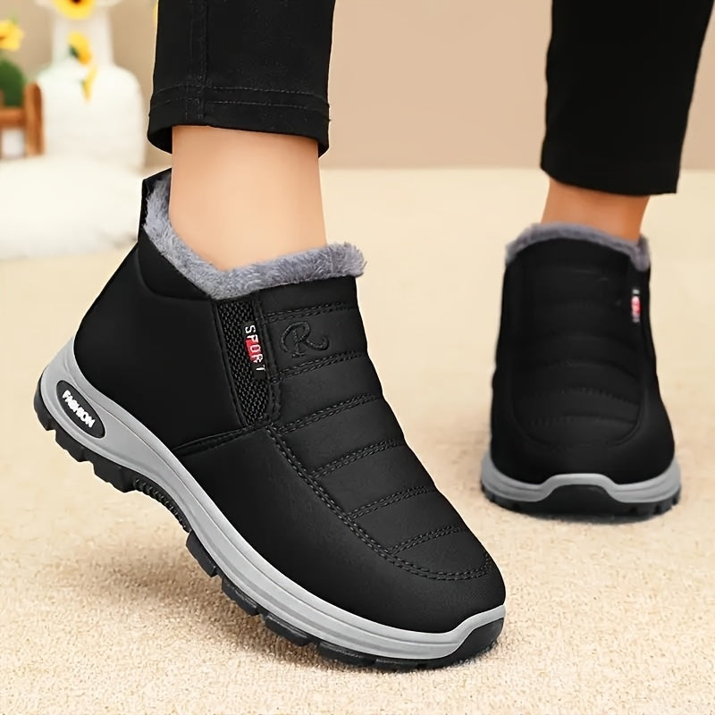 Women’s Fleece-Lined Ankle Boots Winter Waterproof Casual Shoes