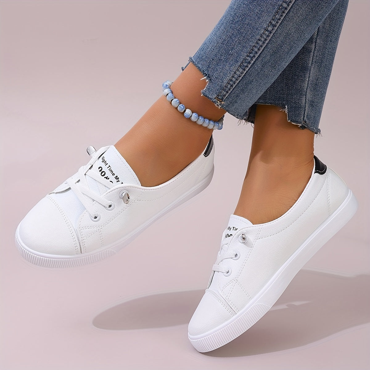 Women's White Low-Cut Breathable Casual Slip-On Sneakers